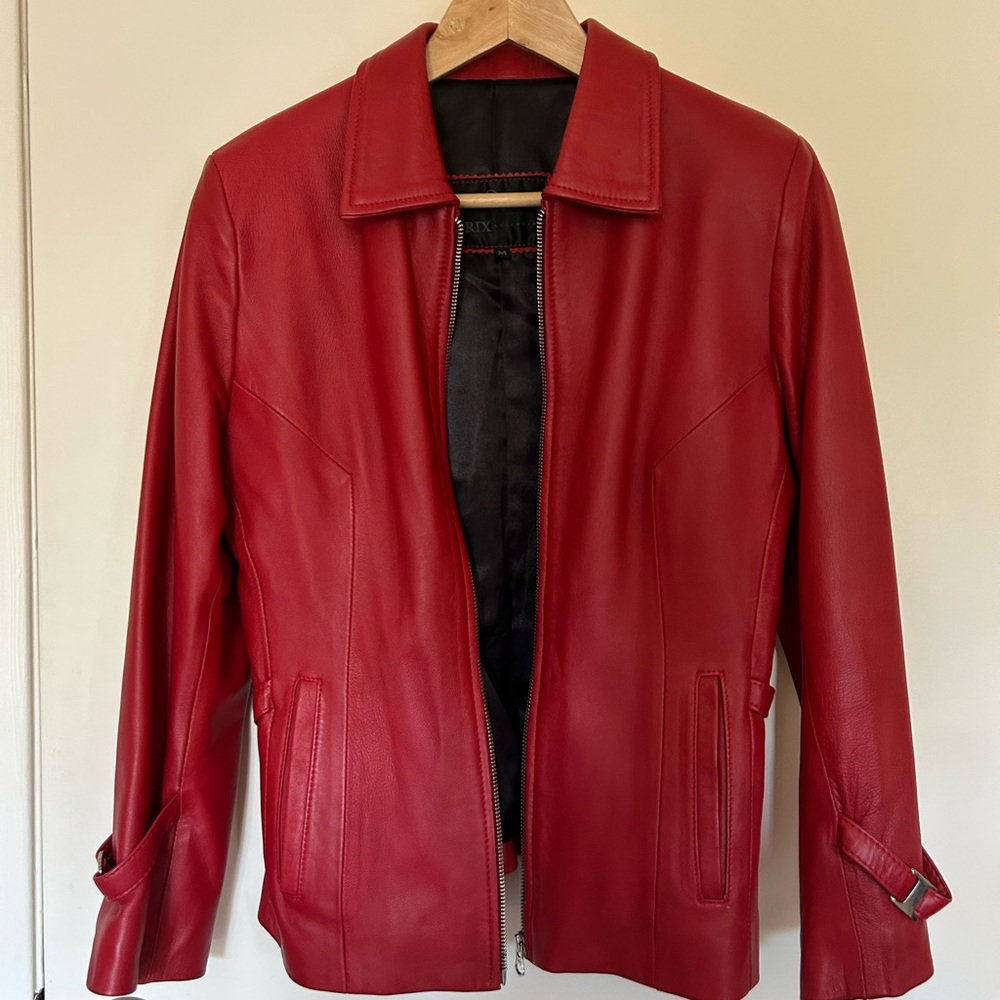 Red leather jacket, size M